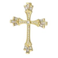 Cubic Zirconia Micro Pave Brass Pendant, Cross, gold color plated, fashion jewelry & DIY & micro pave cubic zirconia & for woman, golden, 21x24x2mm, Hole:Approx 2mm, 10PCs/Lot, Sold By Lot