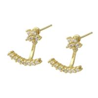 Ear Jackets Brass gold color plated fashion jewelry & micro pave cubic zirconia & for woman golden Sold By Lot