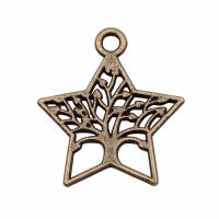 Tibetan Style Pendants, Star, plated, vintage & tree of life design & Unisex & hollow, more colors for choice, nickel, lead & cadmium free, 21x23mm, Sold By PC