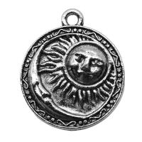 Tibetan Style Pendants, Round, antique silver color plated, vintage & Unisex, nickel, lead & cadmium free, 19x23mm, Sold By PC