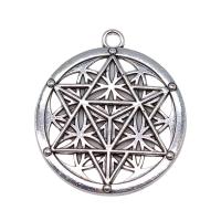 Tibetan Style Hollow Pendants, Round, antique silver color plated, vintage & Unisex, nickel, lead & cadmium free, 45x40mm, Sold By PC