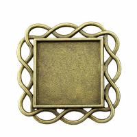 Zinc Alloy Pendant Cabochon Setting Square plated vintage & DIY nickel lead & cadmium free 20mm Sold By PC