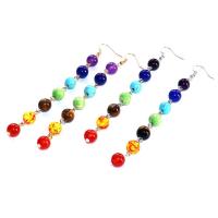 Natural Gemstone Earrings Natural Stone zinc alloy earring hook Round plated for woman nickel lead & cadmium free Sold By Pair