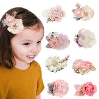 Børn Hair Accessory, Klud, Flower, håndlavet, Pige & forskellige stilarter for valg, blandede farver, 76.10mm, Solgt af PC