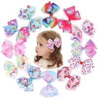 Children Hair Accessory Grosgrain Ribbon Bowknot handmade 12 pieces & Girl mixed colors 127mm Sold By Set