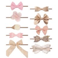 Cloth Headband, Bowknot, handmade, 10 pieces & Girl & for children, mixed colors, 90mm, 10PCs/Set, Sold By Set