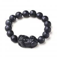 Obsidian Bracelet Fabulous Wild Beast polished Unisex & frosted black Sold Per 7.09 Inch Strand