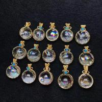 Clear Quartz Pendant, with Brass, Round, gold color plated, fashion jewelry, 18-20mm, Sold By PC