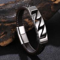 PU Leather Bracelet with 316L Stainless Steel Animal Vacuum Plating & for man Length 7.09 Inch Sold By PC