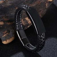 PU Leather Bracelet, with 316L Stainless Steel, Vacuum Plating, different size for choice & for man, more colors for choice, Sold By PC