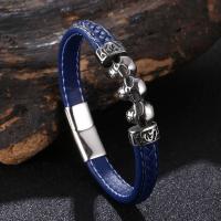 PU Leather Bracelet with 316L Stainless Steel Vacuum Plating & for man Sold By PC