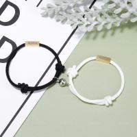 Couple Bracelet and Bangle Polyester Cord with Zinc Alloy Round plated & for couple Length 7.09 Inch Sold By Pair