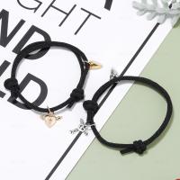 Fashion Bracelet & Bangle Jewelry Polyester Cord with Zinc Alloy Round plated & for couple black Length 7.09 Inch Sold By PC