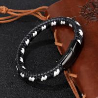 PU Leather Cord Bracelets, with Alloy & Polyester Cord, plated, different size for choice & for man, more colors for choice, Length:7.09 Inch, Sold By PC