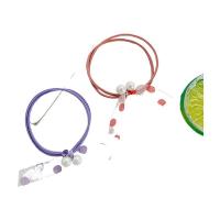 Pferdeschwanz-Halter, Gummiband, mit Kunststoff Perlen, zufällig gesendet & elastisch & für Frau, gemischte Farben, 55mm, verkauft von PC