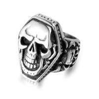 Titanium Steel Finger Ring Skull polished Unisex original color Sold By PC