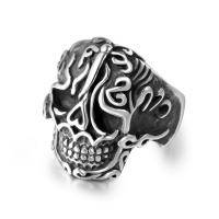 Titanium Steel Finger Ring, Skull, polished, Unisex & different size for choice, original color, Sold By PC