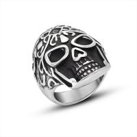 Titantium Steel finger ring, Titan Stål, Skull, polerad, Unisex & olika storlek för val & svärta, ursprungliga färgen, Säljs av PC