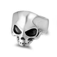 Titanium Steel Finger Ring Skull polished Unisex & blacken original color Sold By PC