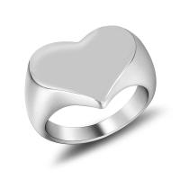 Titanium Steel Finger Ring, Heart, polished, Unisex & different size for choice, original color, Sold By PC