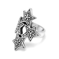 Titanium Steel Finger Ring Star polished Unisex original color Sold By PC