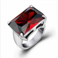 Titantium Steel δάχτυλο του δακτυλίου, Titanium Steel, γυαλισμένο, για άνδρες και γυναίκες & διαφορετικό μέγεθος για την επιλογή & με ζιργκόν, κόκκινος, Sold Με PC