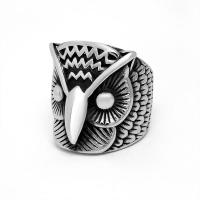 Titanium Steel Finger Ring, Owl, polished, Unisex & different size for choice & blacken, original color, Sold By PC