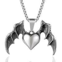 Titanium Steel Pendants, Winged Heart, polished, punk style & different size for choice, original color, Sold By PC
