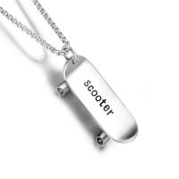 Titanium Steel Necklace, Skateboard, polished, with letter pattern, original color, 18.50x44.70mm, Sold By PC