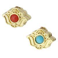 Brass Jewelry Beads, with Acrylic, gold color plated, more colors for choice, 10x8x7mm, Hole:Approx 2mm, Sold By PC