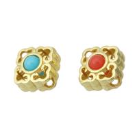 Brass Jewelry Beads, gold color plated, hollow, more colors for choice, 8x8x7mm, Hole:Approx 2mm, Sold By PC