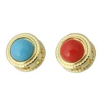 Brass Jewelry Beads, with Acrylic, gold color plated, more colors for choice, 9x9x7mm, Hole:Approx 2mm, Sold By PC