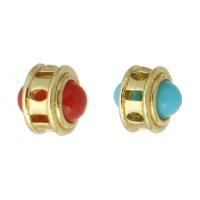 Brass Jewelry Beads, with Acrylic, gold color plated, hollow, more colors for choice, 7x7x7mm, Hole:Approx 2mm, Sold By PC