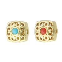 Hollow Brass Beads, with Acrylic, gold color plated, more colors for choice, 10x10x9mm, Hole:Approx 2mm, Sold By PC