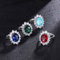 Vještački dijamant Ring Finger, Mesing, s Staklo, za žene & s Rhinestone, više boja za izbor, nikal, olovo i kadmij besplatno, Prodano By PC
