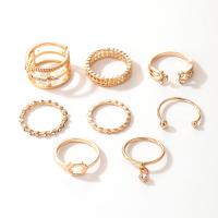 Zinc Alloy Ring Set plated 8 pieces & fashion jewelry & for woman & with rhinestone nickel lead & cadmium free Sold By Set