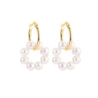 Huggie Hoop Drop Earring 925 Sterling Silver with Plastic Pearl plated for woman golden Sold By PC