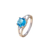 Cubic Zirconia Micro Pave Brass Ring, with Sapphire, micro pave cubic zirconia & for woman, silver color, 17mm, Sold By PC