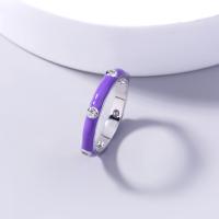 Cubic Zirconia Micro Pave Brass Ring micro pave cubic zirconia & for woman & enamel purple 17mm Sold By PC