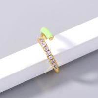 Cúbicos Circonia Micro Pave anillo de latón, metal, Ajustable & micro arcilla de zirconia cúbica & para mujer & esmalte, color mixto, 17mm, Vendido por UD