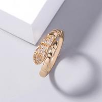 Cúbicos Circonia Micro Pave anillo de latón, metal, Serpiente, Ajustable & micro arcilla de zirconia cúbica & para mujer, dorado, 17mm, Vendido por UD