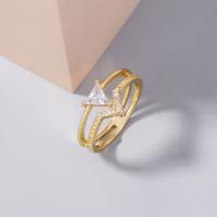 Cúbicos Circonia Micro Pave anillo de latón, metal, micro arcilla de zirconia cúbica & para mujer, dorado, 17mm, Vendido por UD