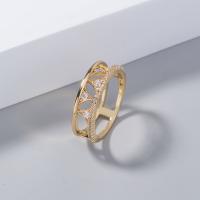 Kubieke Circonia Micro Pave Brass Ring, Messing, micro pave zirconia & voor vrouw, gouden, 17mm, Verkocht door PC
