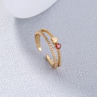Cúbicos Circonia Micro Pave anillo de latón, metal, Ajustable & micro arcilla de zirconia cúbica & para mujer, dorado, 17mm, Vendido por UD
