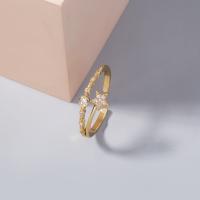 Sko Circonia Pierścień mosiężny Micro Pave, Mosiądz, Regulowane & mikro utorować cyrkonia & dla kobiety, złoty, 17mm, sprzedane przez PC