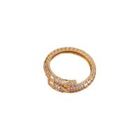 Cubique anneau en laiton Circonia Micro Pave, Réglable & pavé de micro zircon & pour femme, doré, 17mm, Vendu par PC