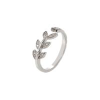 Cubic Zirconia Micro Pave Brass Ring Adjustable & micro pave cubic zirconia & for woman silver color 17mm Sold By PC