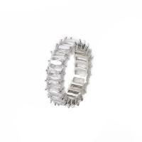 Cubi Circonia Micro Pave anello in ottone, Micro spianare cubic zirconia & per la donna, argento, 17mm, Venduto da PC