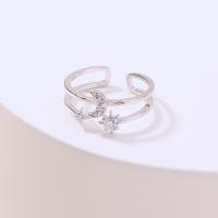 Cubi Circonia Micro Pave anello in ottone, Regolabile & Micro spianare cubic zirconia & per la donna, argento, 17mm, Venduto da PC