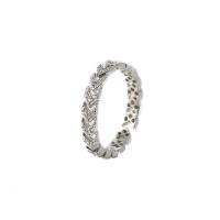 Cúbicos Circonia Micro Pave anillo de latón, metal, Ajustable & micro arcilla de zirconia cúbica & para mujer, plateado, 17mm, Vendido por UD